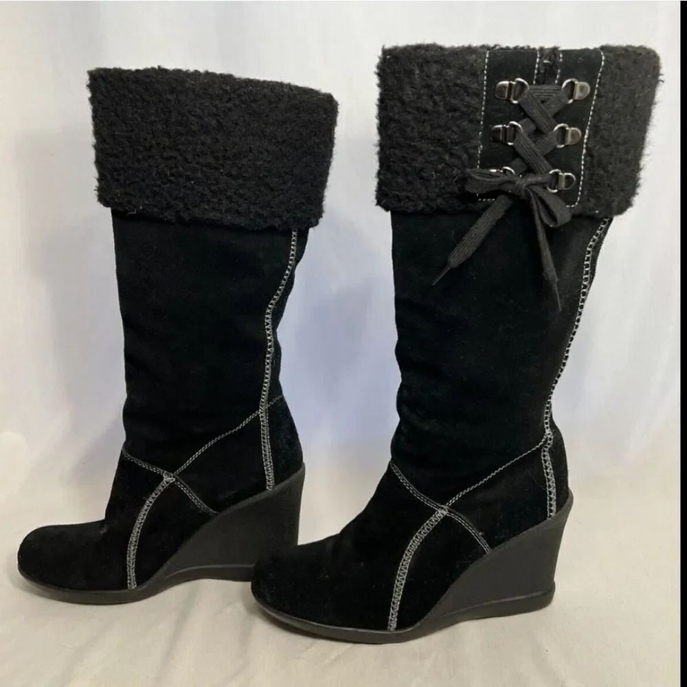 REACTION BY KENNETH COLE SUEDE LEATHER FALL WINTER WEDGE S BOOT